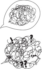 Emotional Confusion Sketch, Tangled Thoughts Speech Bubble Art, Hand-Drawn Anxiety Communication