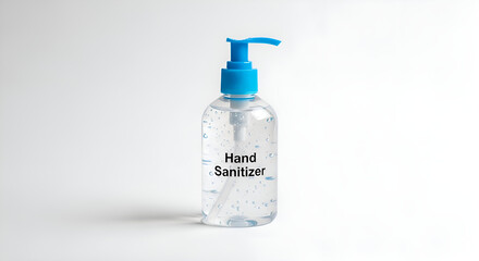 Hand sanitizer bottle for school desk, centered on white background