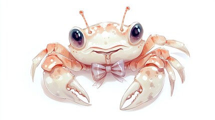 Cute, stylized crab with a bow tie