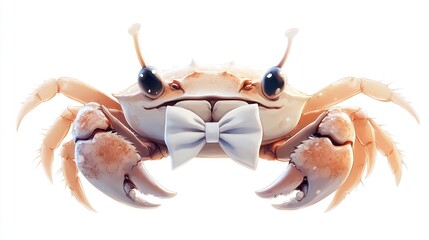 Crab wearing a bow tie, front view