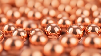 Close-up of shimmering polished copper beads