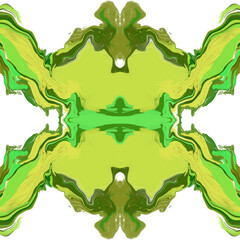 Lime green and yellow ripple in mirrored shapes, creating a lively and natural flow of growth and vitality.