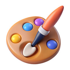 paintbrush with palette 3d icon illustration on transparent background