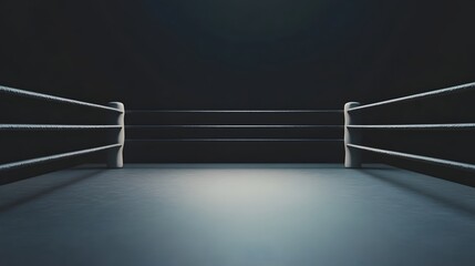 Dramatic boxing ring under intense lighting