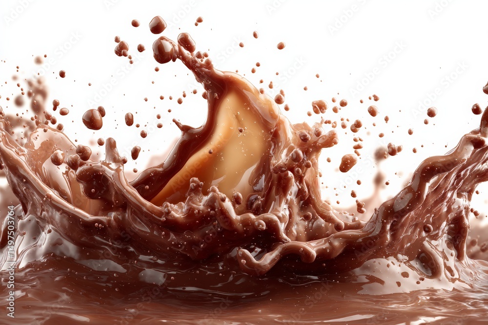 Poster chocolate splash with vibrant motion in a smooth liquid environment captured in stunning detail