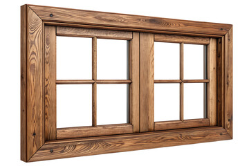 wooden window frame isolated on white or transparent png