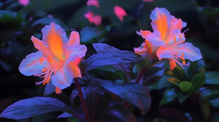 Vibrant Neon Azaleas Night Bloom Flowers