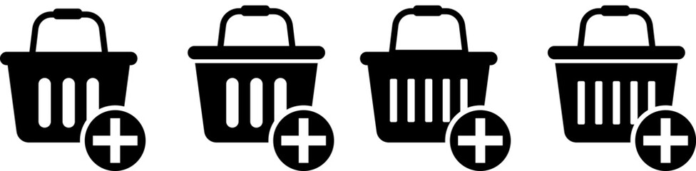 add to shopping basket icon. trolley, and shop symbols for retail. shopping experience. Retail affection
