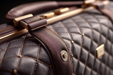 Elegant quilted handbag displayed with intricate detailing against a dark backdrop showcasing luxury and craftsmanship