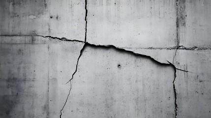 Obraz premium Cracked concrete wall with deep fracture lines
