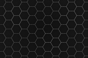 Black hexagon background. 3D illustration