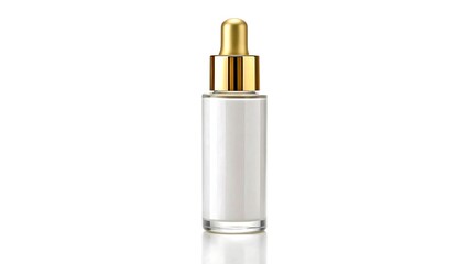 Naklejka premium Elegant glass dropper bottle with gold cap perfect for serum or essential oil packaging design