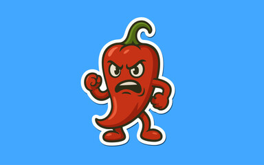 Obraz premium angry hot chili sticker vector illustration