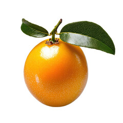 Fresh vibrant orange fruit with green leaves isolated on a white background, perfect for healthy...