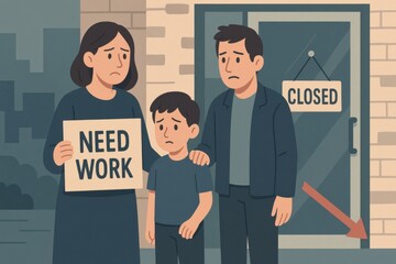 Family experiencing job loss and economic crisis