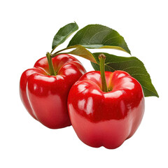 Fresh and Juicy Red Apples with Green Leaves Perfect for Health and Nutrition Themes, Farm Produce, Organic Foods, and Culinary Presentations Transparent background, PNG