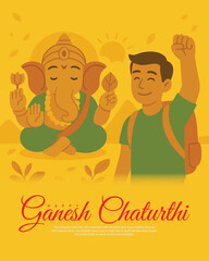 Indian Spiritual God Ganesh chaturthi Celebration Social Media Post Template