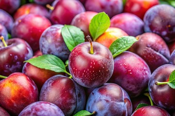 Close-Up of Ripe Sweet Plums with Juicy Flesh and Vibrant Skin, Ideal for Fruit and Healthy Lifestyle Themes
