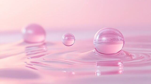 Floating pink capsules in a minimalist, wellness-inspired design