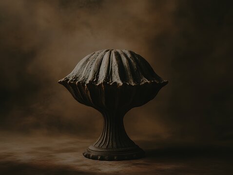 A Cracked Walnut Shell, a Macro Photo with a Detailed Wood Texture and Rich Shadows