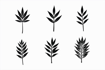 set of bamboo leaf silhouette vector illustration