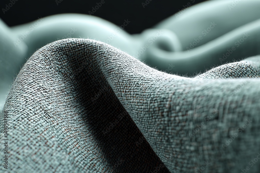 Poster Fabric close-up showcasing intricate texture and wave patterns in soft lighting