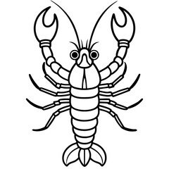 Royal Lobster line art vector