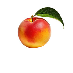 Fresh and Juicy Red Apple with Glossy Skin and Green Leaf Isolated on White Background for Healthy Food and Nutrition Concepts Transparent background, PNG