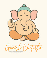 Indian Spiritual God Ganesh chaturthi Celebration Social Media Post Template