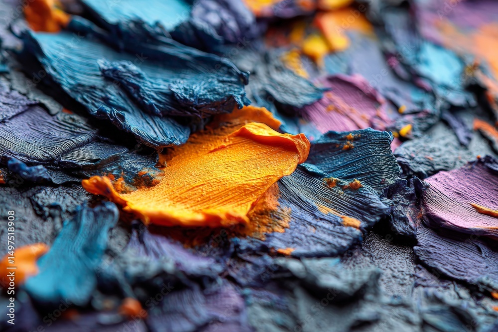 Poster colorful paint texture in vibrant shades created on a canvas during an art session in a studio