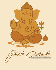 Indian Spiritual God Ganesh chaturthi Celebration Social Media Post Template