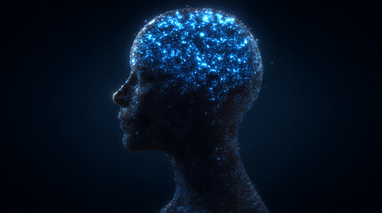 Obraz premium Futuristic Human Brain with Digital Neural Network