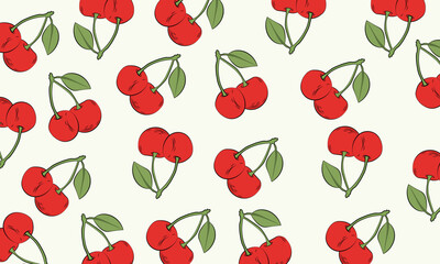 red cherry  seamless pattern