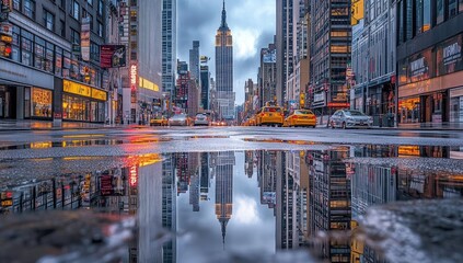 Rainy Cityscape Reflection