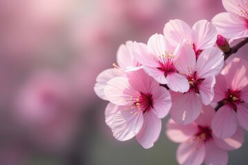 Fototapeta premium Delicate pink sakura blossoms, full bloom, soft petals , romantic, pastel