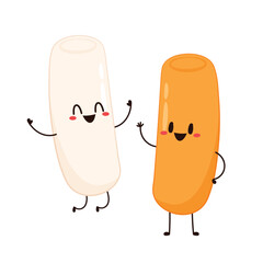 Cute Tteokbokki noodle cartoon. Korean street food. simple vector logo sausage. Tteokbokki is korean food.