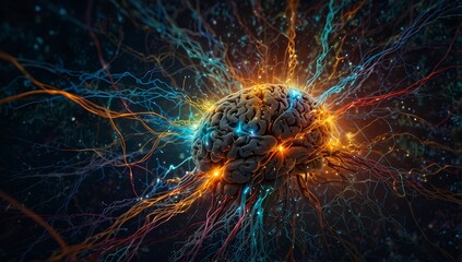 Exploring the Intricate Neural Pathways of the Human Brain An AI-Generated Visualization of Cognitive Networks