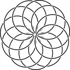 Overlapping circles line icon, maths, geometric, diagram