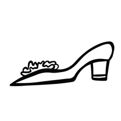 women's shoe with flower line vector illustration by hand
