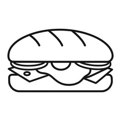 Vector illustration of egg and cheese sandwich with layered filling on transparent background. Food concept