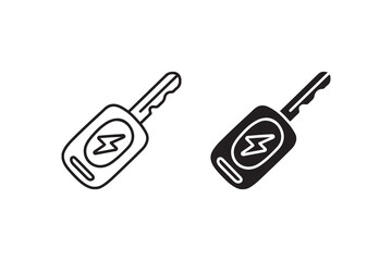 Black and white electric car key icons with lightning bolt symbol.