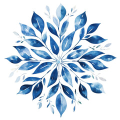 Fototapeta premium Blue watercolor foliage on transparent background