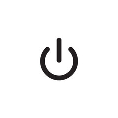 Black power symbol on white background: minimalist energy icon.