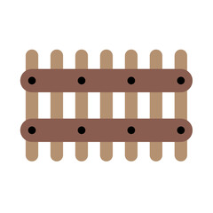 Hand-drawn vector illustration of a simple wooden fence element for decoration or signs