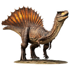 Fototapeta premium Spinosaurus Illustration: A dynamic representation of the Spinosaurus, showcasing its distinctive features and imposing presence, rendered with meticulous detail and a sense of ancient majesty.