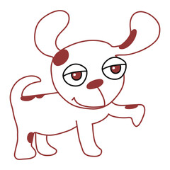 
The dog stands with its front paw raised