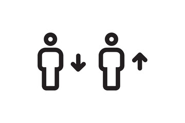 Symbolic icons of directional movement and comparison in minimalist style.