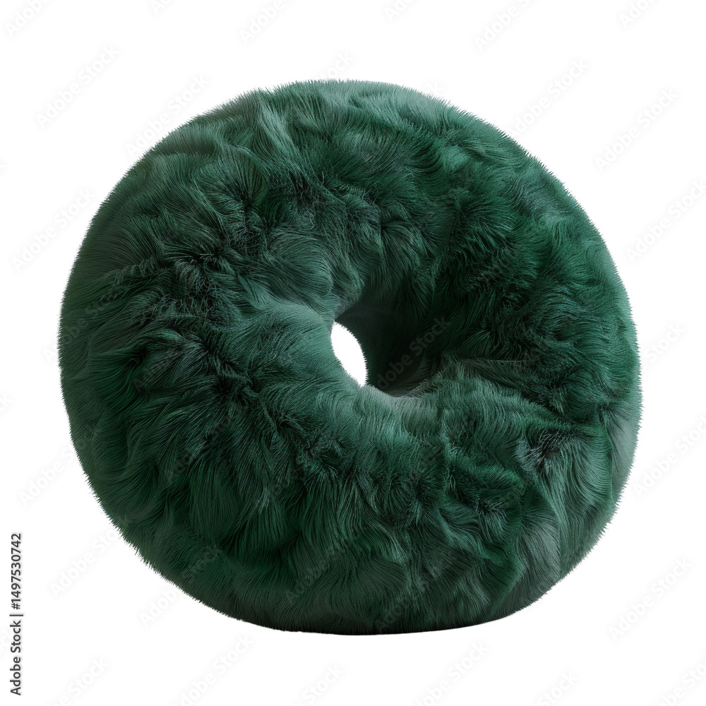Poster emerald furry torus isolated on white backdrop, high resolution 3d rendering