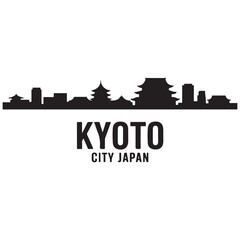 Obraz premium Kyoto skyline horizontal banner. Black Kyoto City, Japan. Vector template for your design. Vector black silhouette. with white background