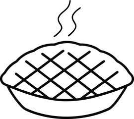 Classic Lattice Crust Apple Pie Slice Line Art Minimal Black Outline Bold Style